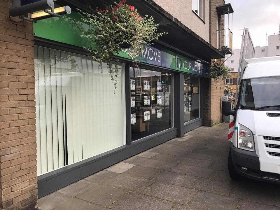shop fronts repaired in Glenrothes today with 10.8 clear laminated safety glass