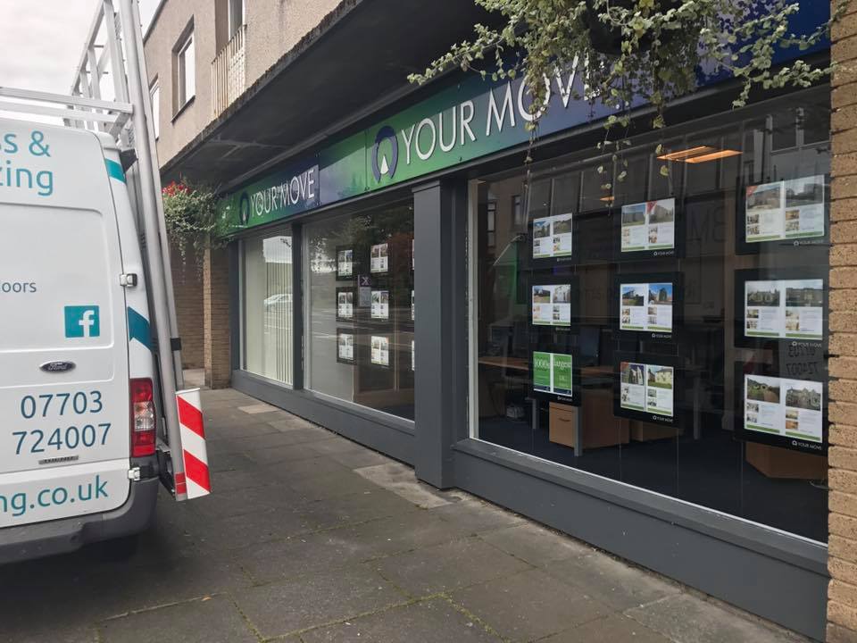 shop fronts repaired in Glenrothes today with 10.8 clear laminated safety glass