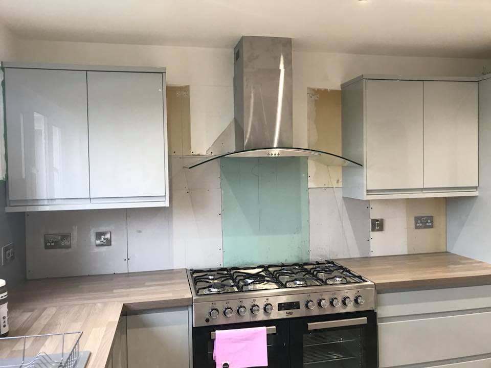 Pink Toughened safety glass splashbacks. Made to measure.